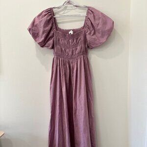 Mauve Puff Sleeve Smocked Maxi Dress Size Large